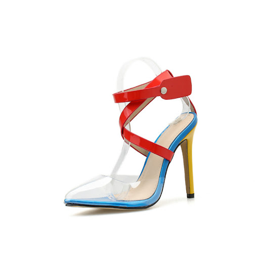 Title 3, High heeled sandals with T-shaped buckle, provi...