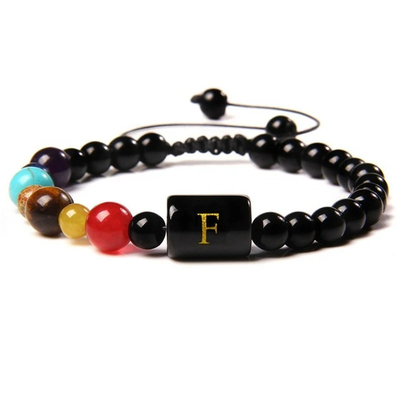 Handgeweven 26-letterige zeven-puls Stone Yoga Armband. Bevordert meditatie, evenwicht en spiritueel welzijn door de kracht van natuurlijke stenen.