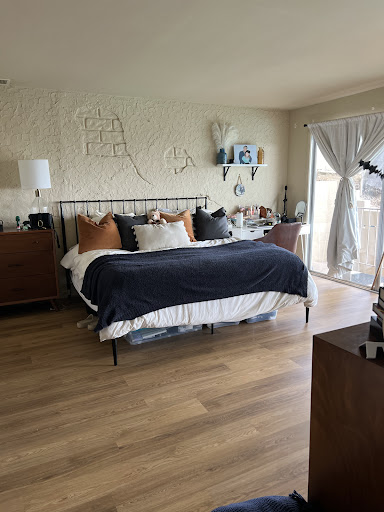 Bedroom with king size bed and desk in this luxury house for rent in Torrance ($4,000)