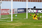 Lloyd Kazapua of Chippa United looks back as the ball goes into the net during the DStv Premiership 2021/22 match between Chippa United and Marumo Gallants FC. 