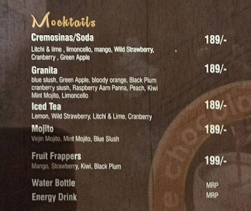 Choco Treat menu 