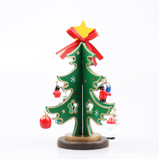 Title 9, Wooden Christmas Tree Ornaments Scene Layout. D...