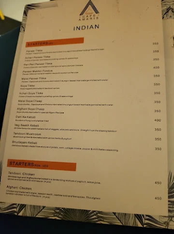 Cafe Amaris menu 