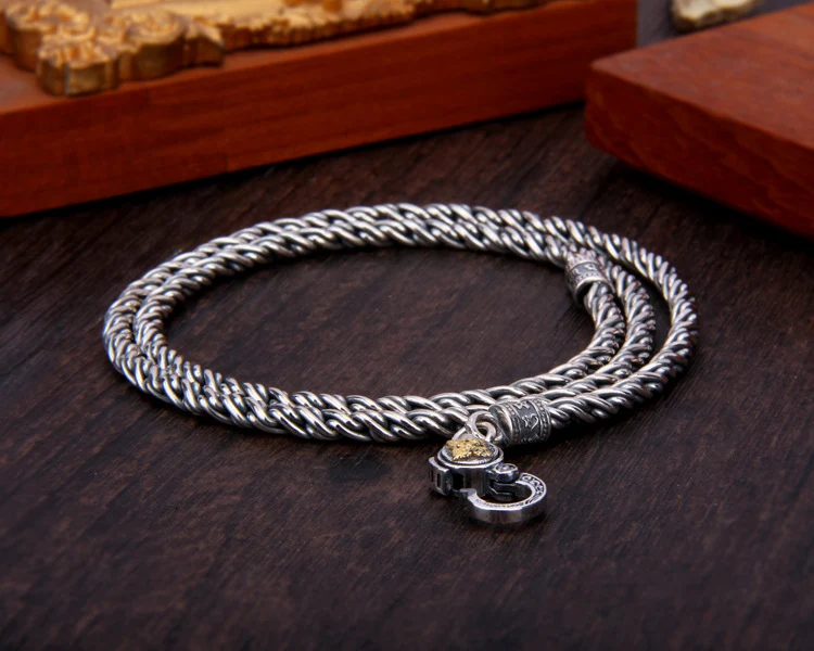 Title 3, S925 Sterling Zilver Gedraaide Linnen Ketting V...