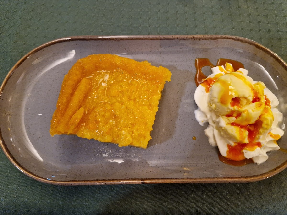 Orange cake and ice cream