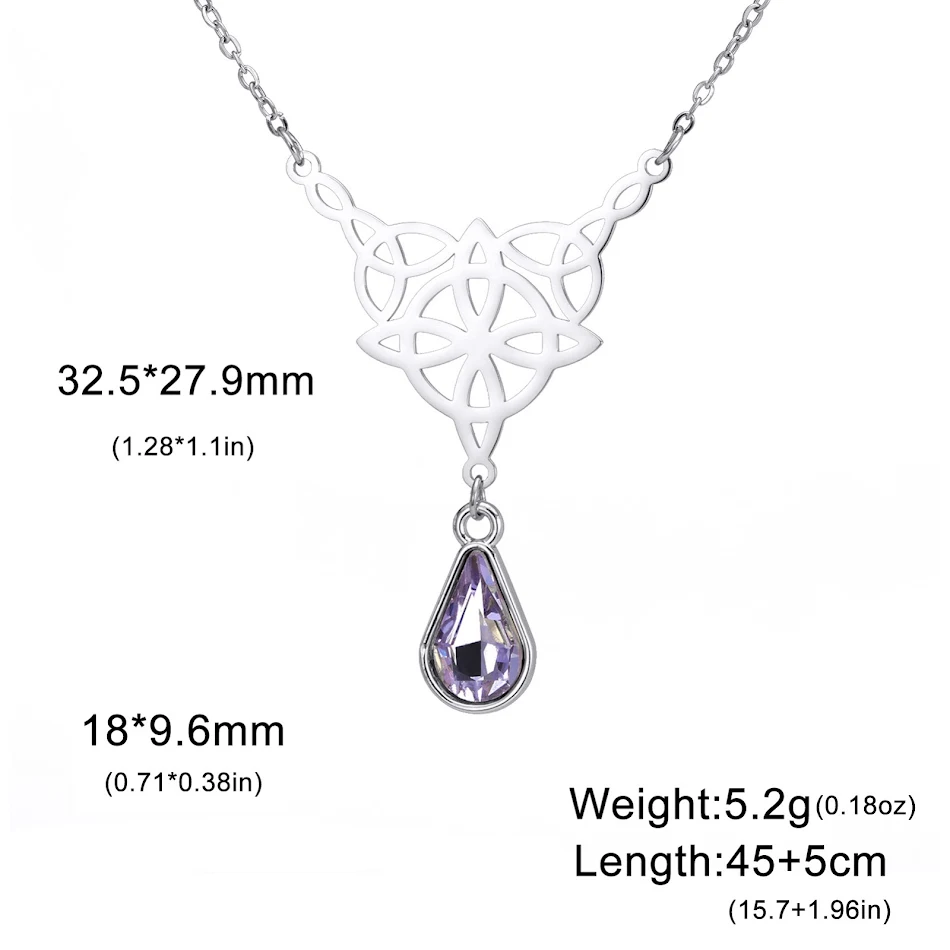 Collier double nœud en acier titane et cristal, motif feuille à quatre pétales. Un bijou élégant et scintillant pour sublimer votre tenue.