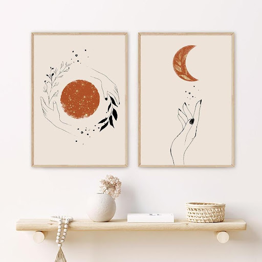 Title 3, Simple Modern Nordic Abstract Art Hand Orange S...