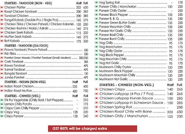 Jay Prakash Bar & Restaurant menu 