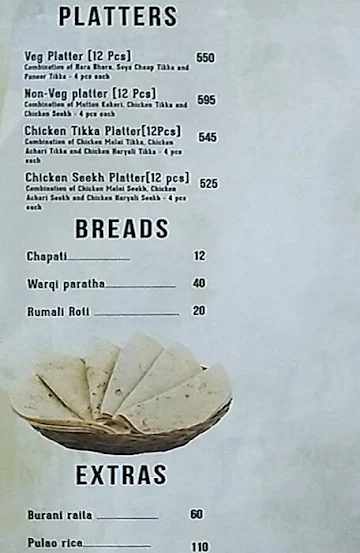 Shahi Kebab menu 