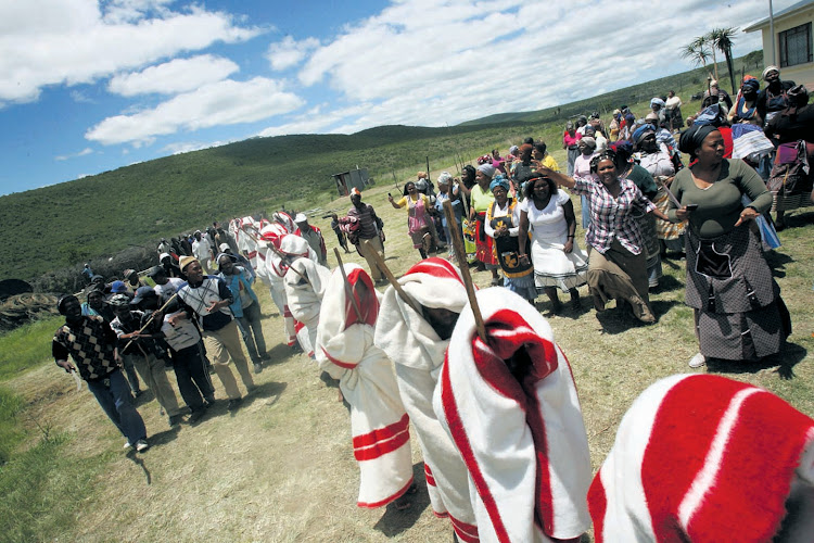Young men being welcomed home at the end of their initiation. This year's summer initiation season has claimed its first life.