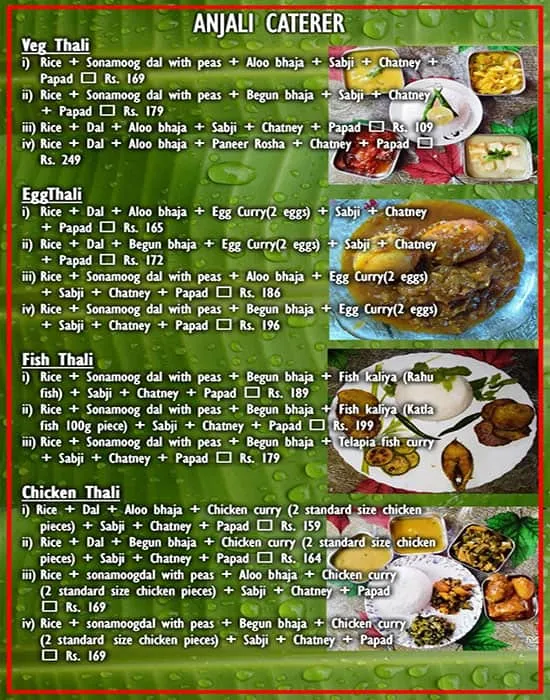 Anjali Caterer menu 