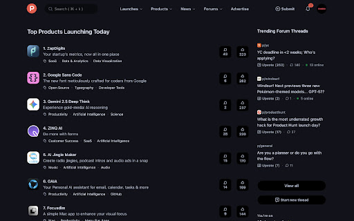 Product Hunt Dark Mode & Ad Remover