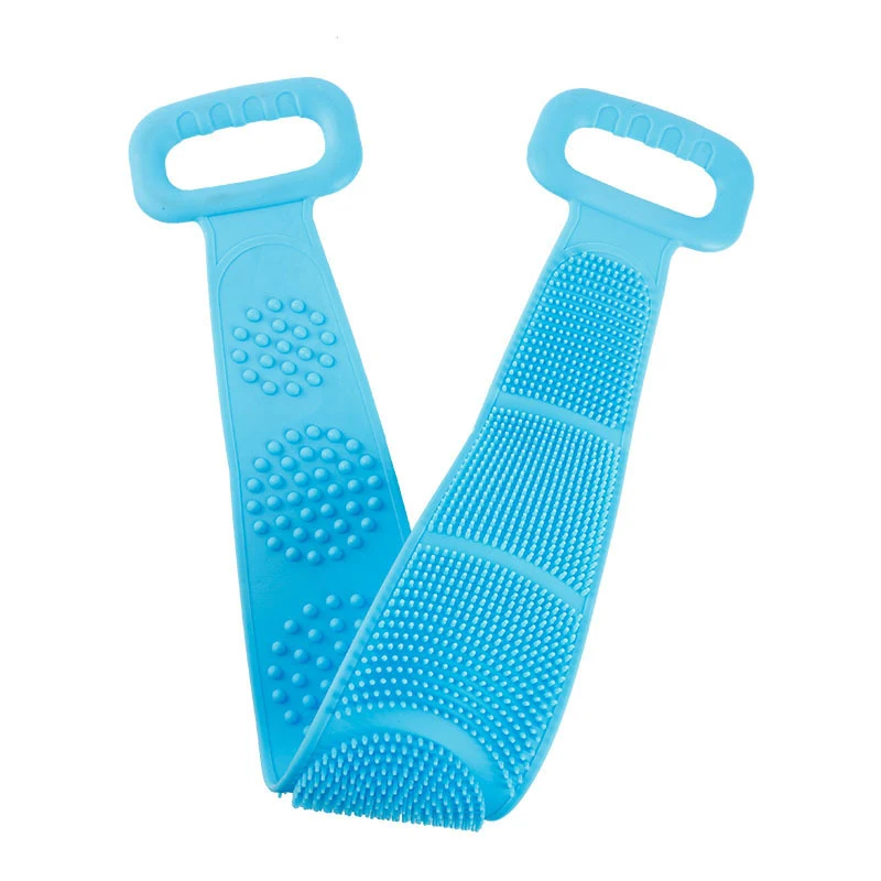 Serviette de massage en silicone double face pour hommes et femmes. Exfoliation et nettoyage corporel efficaces. Peau douce et revitalisée.