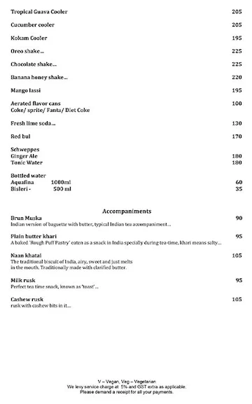 Chai-Coffi menu 