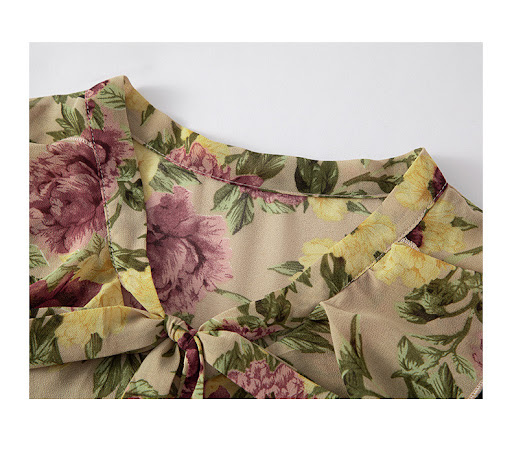 Title 10, Womens Floral Loose Print Retro Hong Kong Styl...