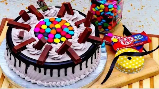 Chocolate Ball Gems And KitKat Cake