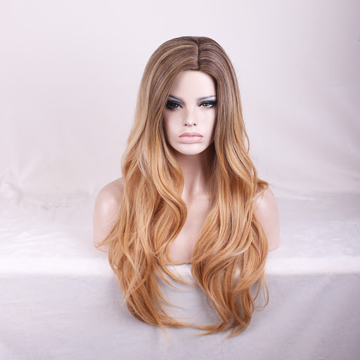 Title 2, Womens Long Curly Hair with Medium Parted Bang...