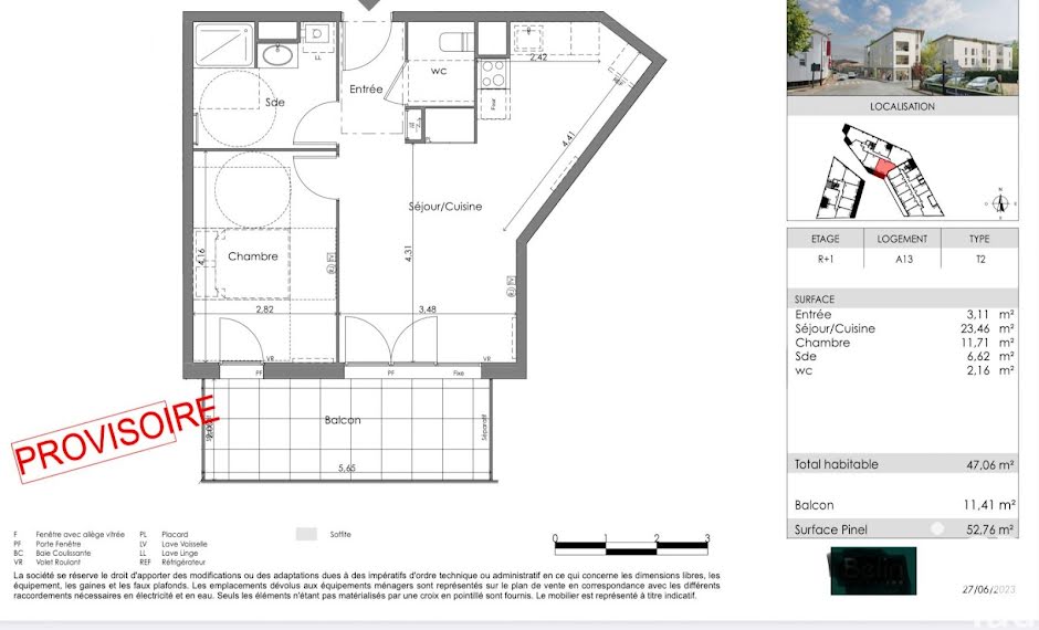 Vente appartement 2 pièces 47 m² à Saint-Médard-en-Jalles (33160), 252 000 €