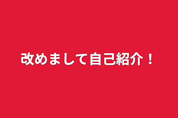 改めまして自己紹介！