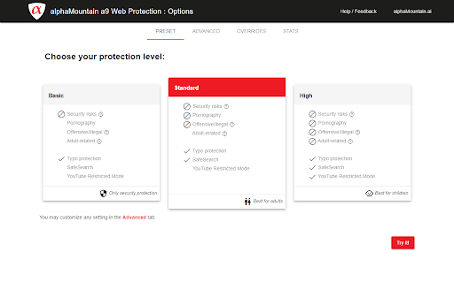 a9 Web Protection: safe web filter