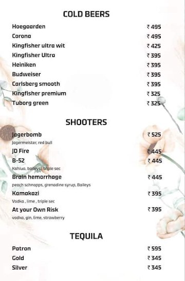 Orale Skybar menu 