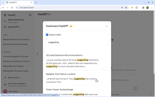 Searchable ChatGPT: search GPT conversation history