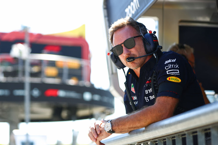 Red Bull Racing team principal Christian Horner looks on from the pitwall during the F1 Grand Prix of Italy at Autodromo Nazionale Monza on September 11 2022.