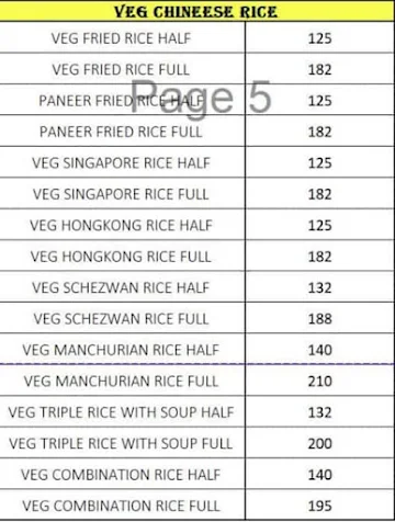 Amritsari Dhaba menu 