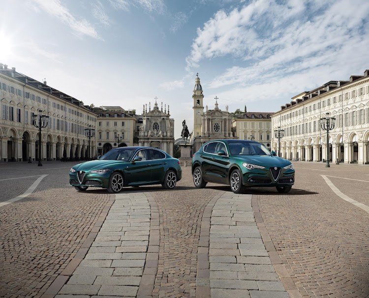 The new 2021 Alfa Romeo Giulia, left, and Stelvio models are now available in SA.