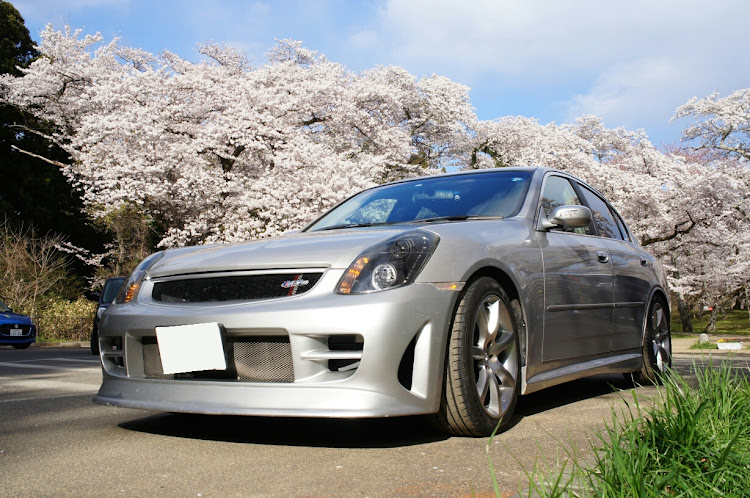 スカイラインの桜と愛車・ドライブ・ぼっち撮影会・ハワイアンカフェ・コロナ対策で人気無いとこへに関するカスタム事例の投稿画像2枚目