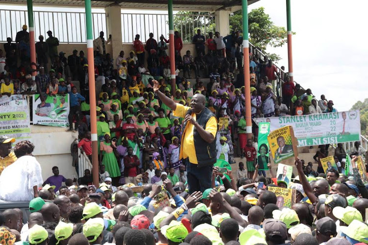 Vihiga UDA senator candidate Jackson Swadi at Mazuu Salvation Church in Mbale town