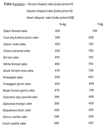 Cakes & Tales menu 