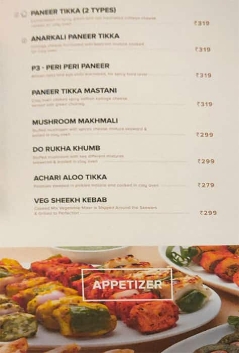 Kailash Parbat menu 