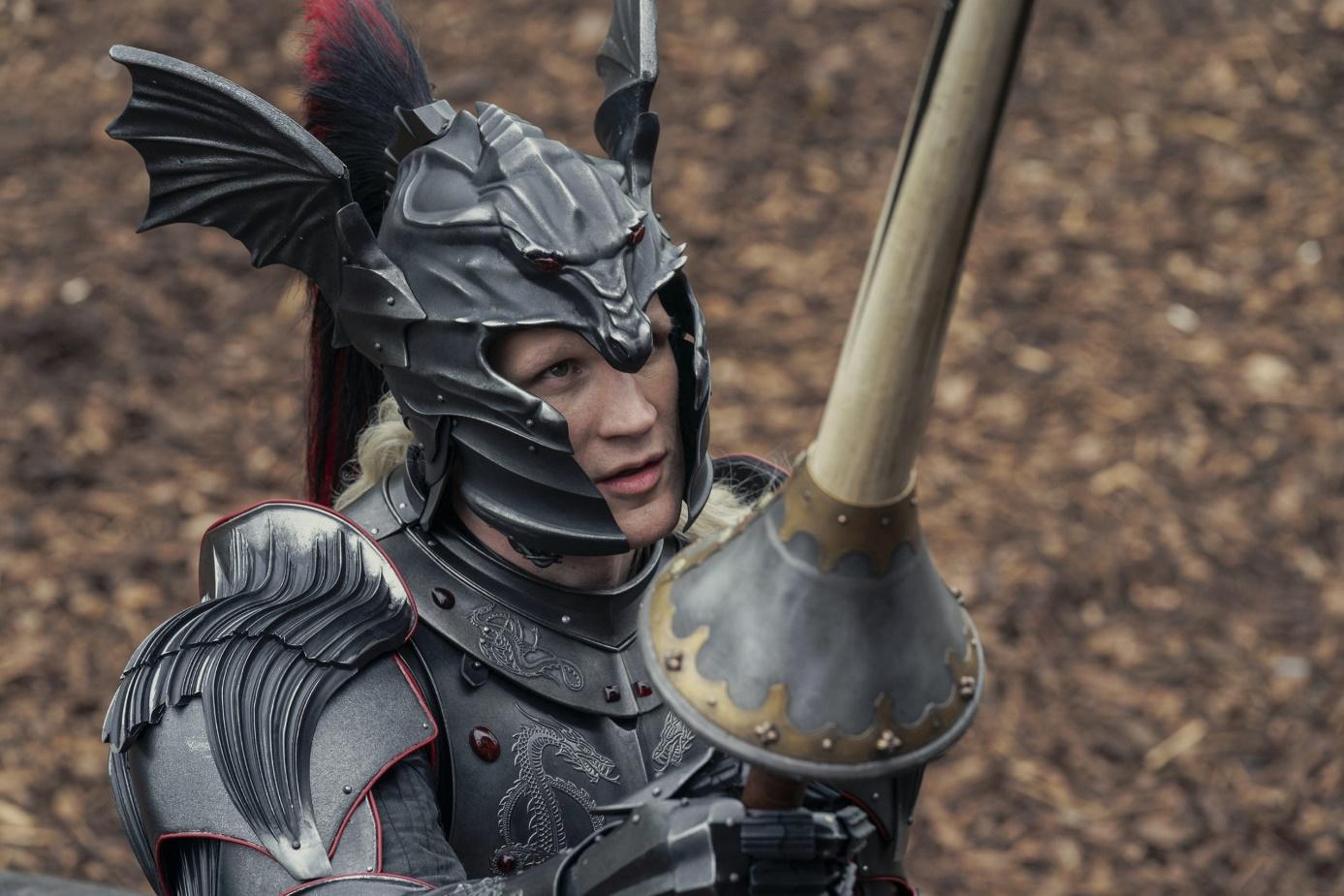 Prince Daemon Targaryen (Matt Smith), preparing to joust, is the king's troublesome younger brother in HBO's 'Game of Thrones' prequel series, 'House of the Dragon.'