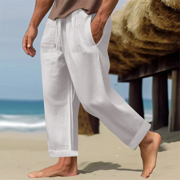Men's Linen Pure Color Comfort Breathable Casual Pants for Everyday Wear. Lightweight and breathable, perfect for warm w