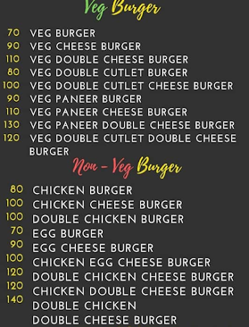 Popular Burger menu 