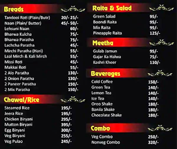 The Dhaba Junction menu 