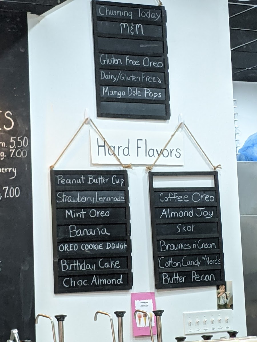 Adaline Ice Cream gluten-free menu