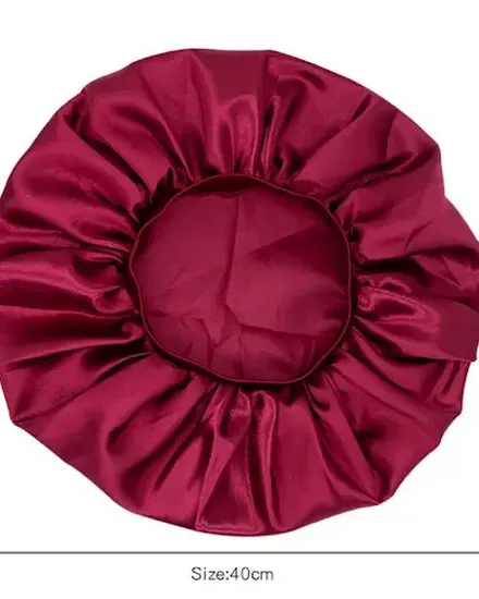 Solid Satin Bonnet Hair Styling Cap Night Hat Bath Cap Ex... - 1