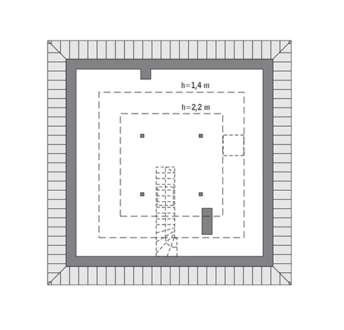 Czterolistna koniczyna - wersja 2 - C444v2 - Rzut poddasza do indywidualnej adaptacji (35,4 m2 powierzchni użytkowej)