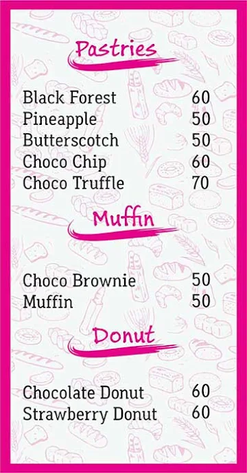 Just Cakez menu 