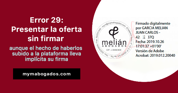 Error 29: Presentar la oferta sin firmar