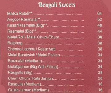 Brijwasi Sweets, Original Since 1946 - GD Group menu 