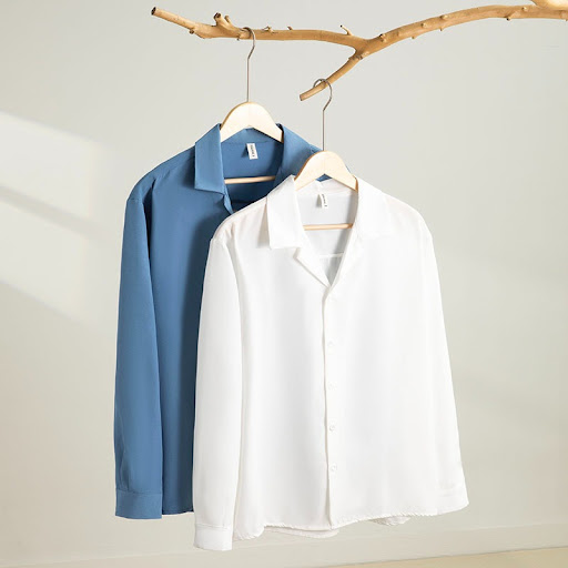 Title 14, Youth Lapel Solid Color Long Sleeve Shirt. Comf...