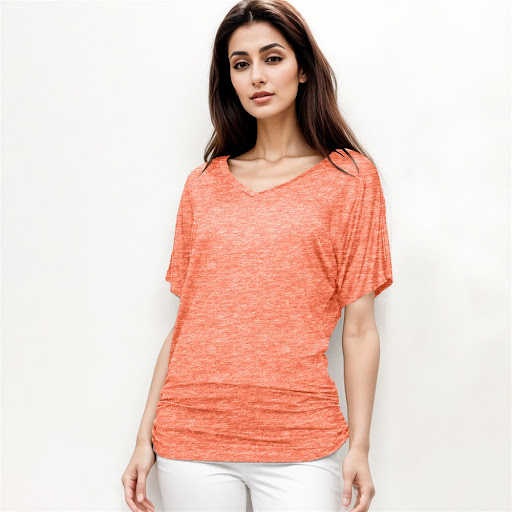 Title 6, Fashionable Yarn V-neck Loose Pleated Top