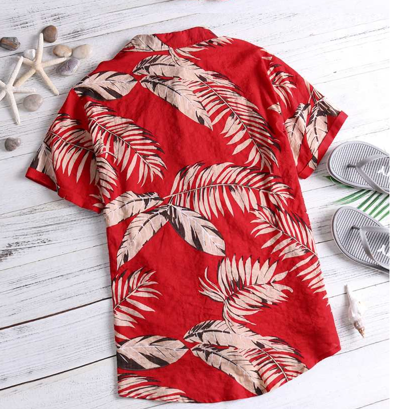 Cross-border foreign trade AliExpress EBYA hot sale Hawaiian style cotton leisure beach holiday printing male shirt male