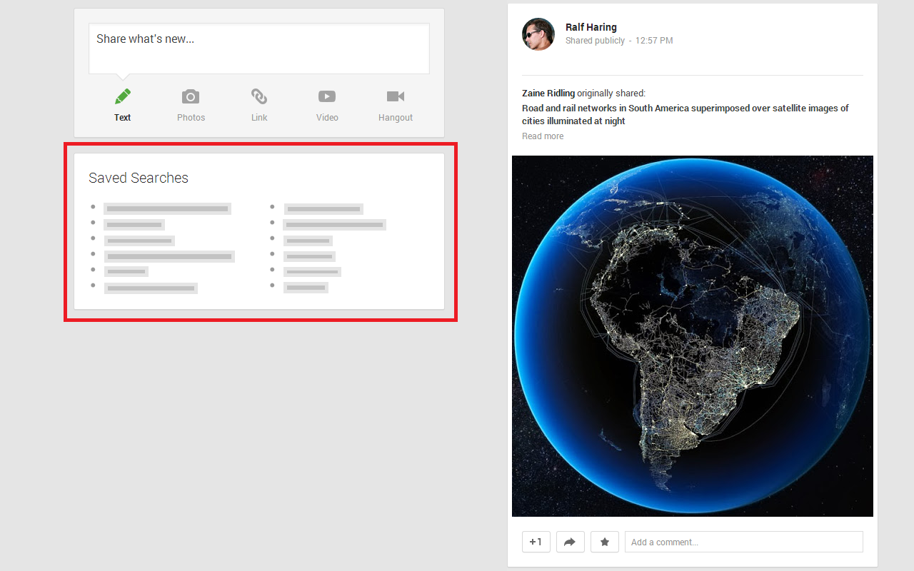 G+ Show Saved Searches Preview image 3