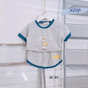 Đồ Bộ Cộc Tay Xoop Cotton Lụa Xoop In Gấu Sport Cho Bé Trai Bé Gái (11 - 24Kg) Bc89, Quần Áo Trẻ Em Shop Phúc Yến