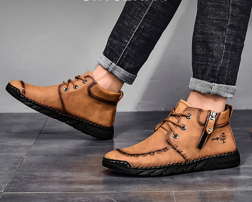Title 4, New Mens Mid-top Zipper Martin Boots Versatile...