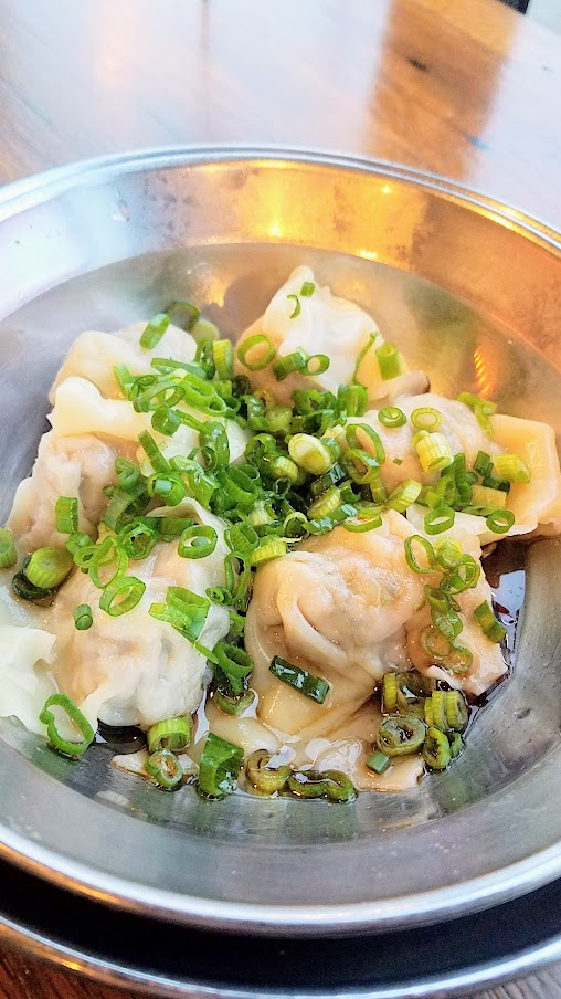 Portland Dumpling Week 2019 Danwei Canting dumplings, Tails & Trotters Pork and Oregon black truffle filling, with ginger and scallions. Served with housemade porcini mushroom vinegar